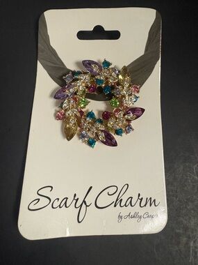 Ashley Cooper Multi-Color Crystal Wreath Scarf  Holder in Gold Tone